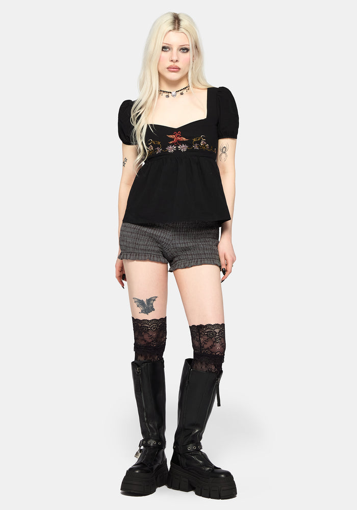 Genevra Embroidered Babydoll Top US 2