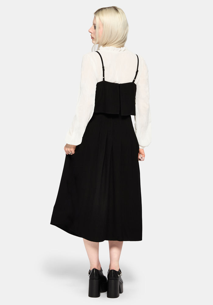 Genevra Embroidered Overlay Midi Dress US 2