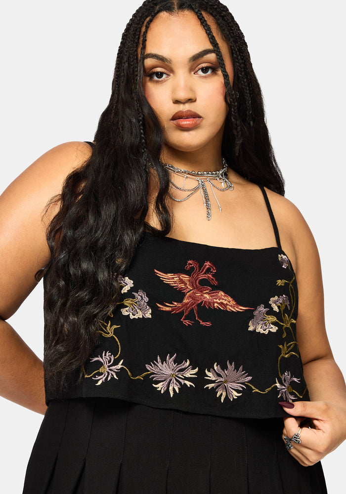 Genevra Embroidered Overlay Midi Dress