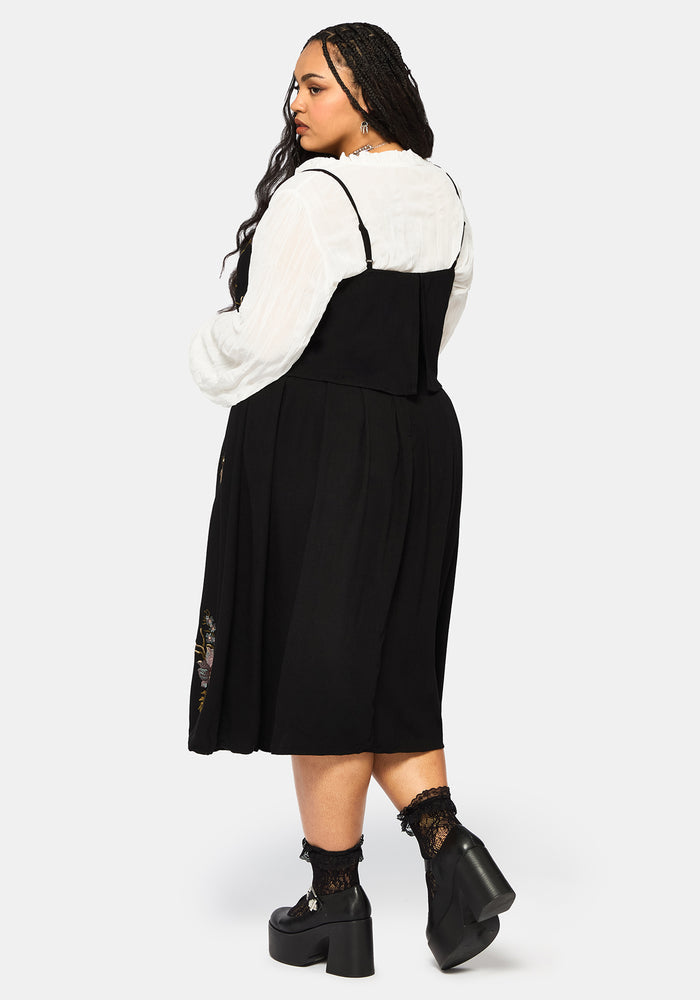 Genevra Embroidered Overlay Midi Dress