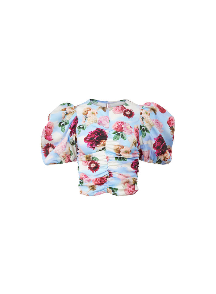 Georgette Puff Sleeve Top-dreamy floral print-flat