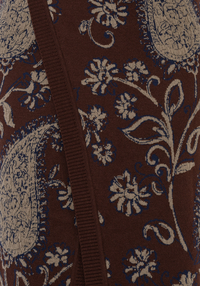 Gillian Cotton Paisley Knit Midi Wrap Skirt