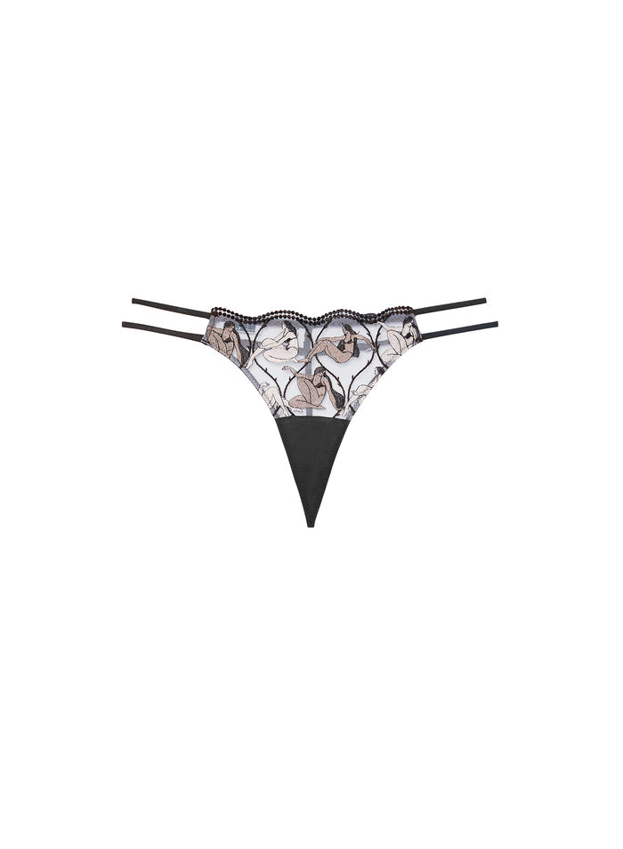 Gio Embroidery V-String-black-flat