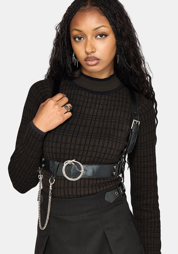 Glenna Check Knit Long Sleeve Top