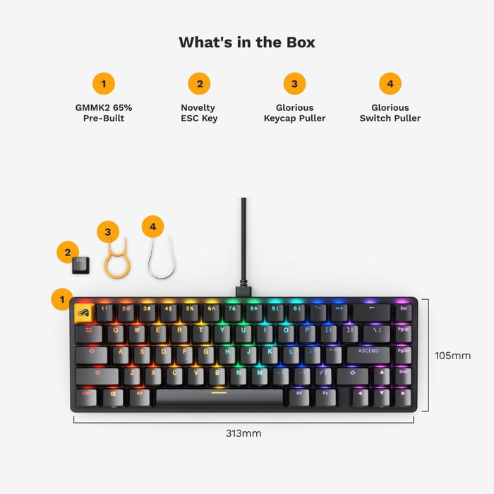 Glorious GMMK 2 65% Compact TKL Keyboard - Black