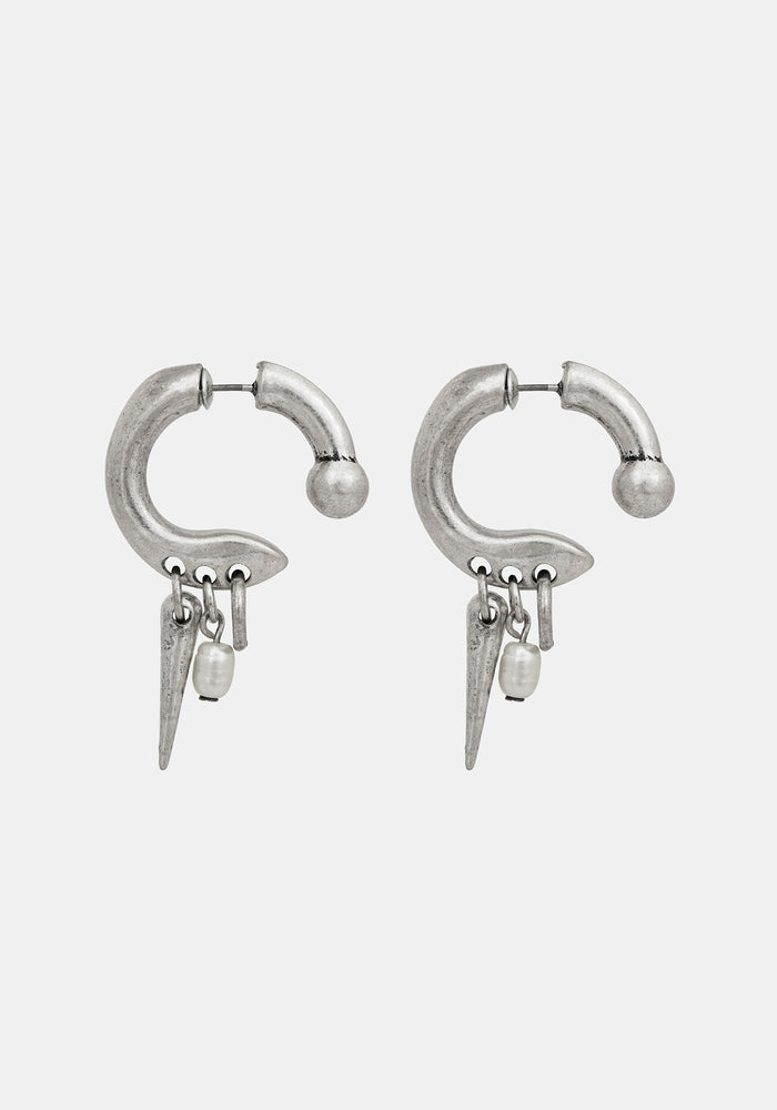 Gloryx Spike Faux Pearl Hoops