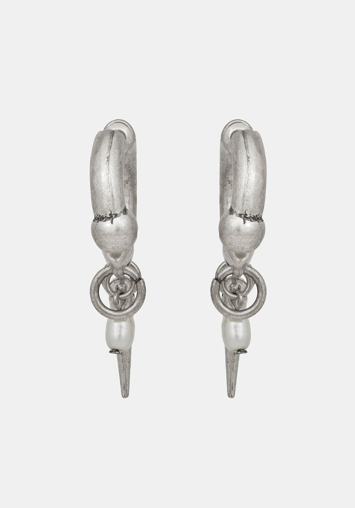 Gloryx Spike Faux Pearl Hoops