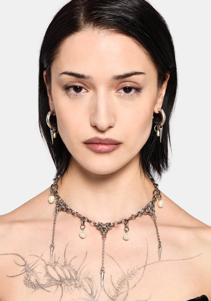 Gloryx Spike Faux Pearl Hoops