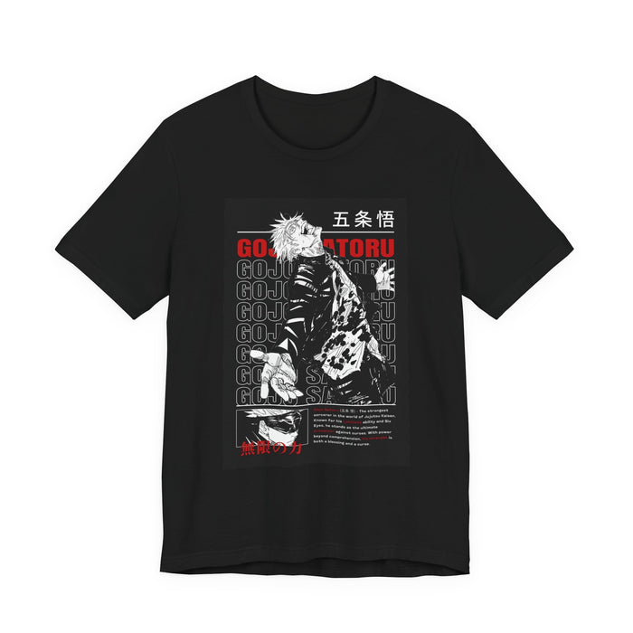 Gojo Satoru Anime Graphic Tee — Black & Red Jujutsu Design