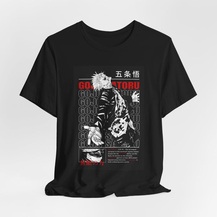 Gojo Satoru Anime Graphic Tee — Black & Red Jujutsu Design