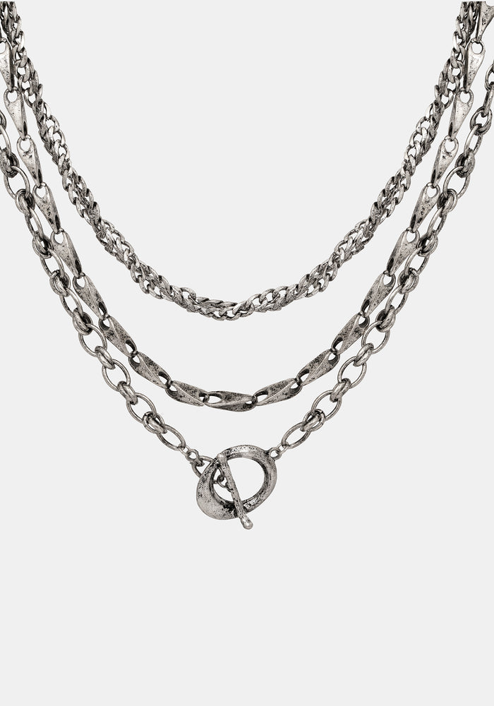 Golia Layered Chain T-Bar Necklace