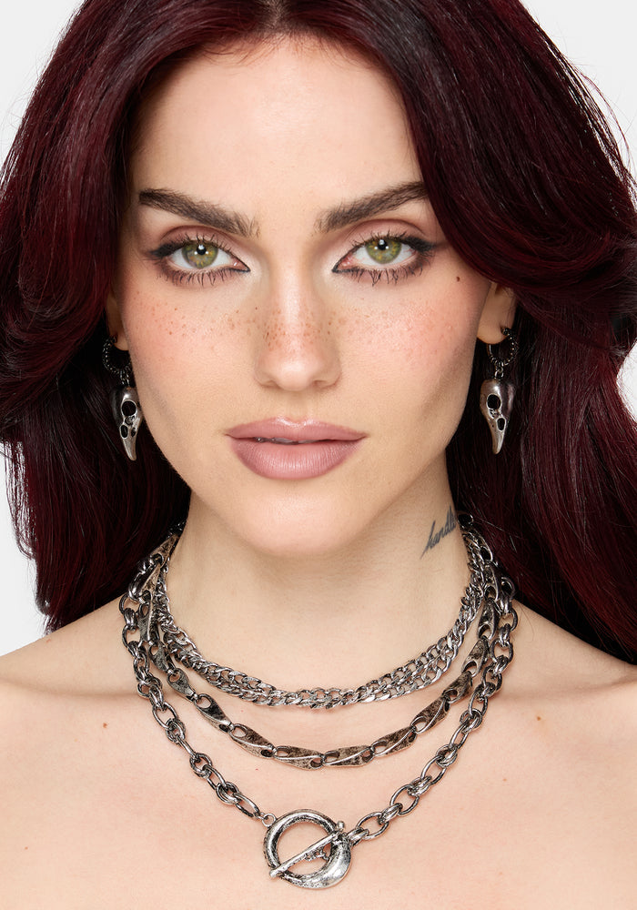 Golia Layered Chain T-Bar Necklace
