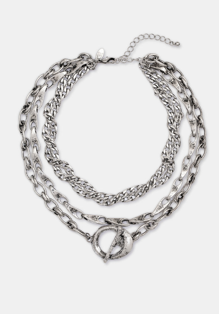 Golia Layered Chain T-Bar Necklace
