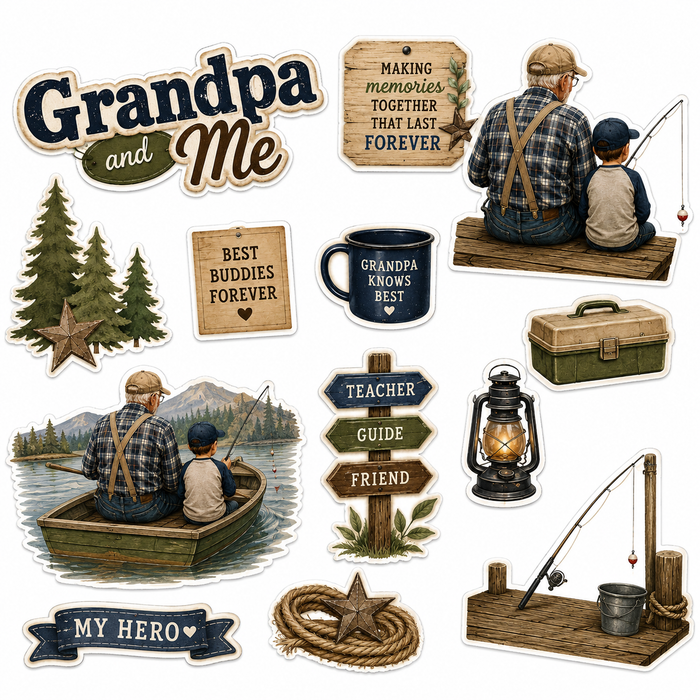 Grandpa and Me Fishing- Boy Scrapbook Kit