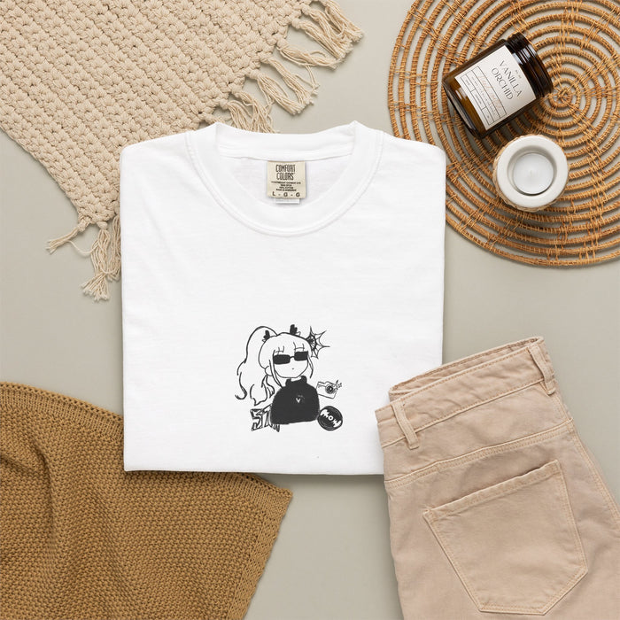 Graphic T-Shirt — Cool Cartoon Girl with Sunglasses Chest Print