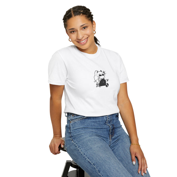 Graphic T-Shirt — Cool Cartoon Girl with Sunglasses Chest Print