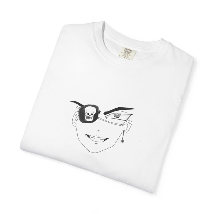 Graphic T‑Shirt — Minimal Anime Face with Eyepatch Illustration