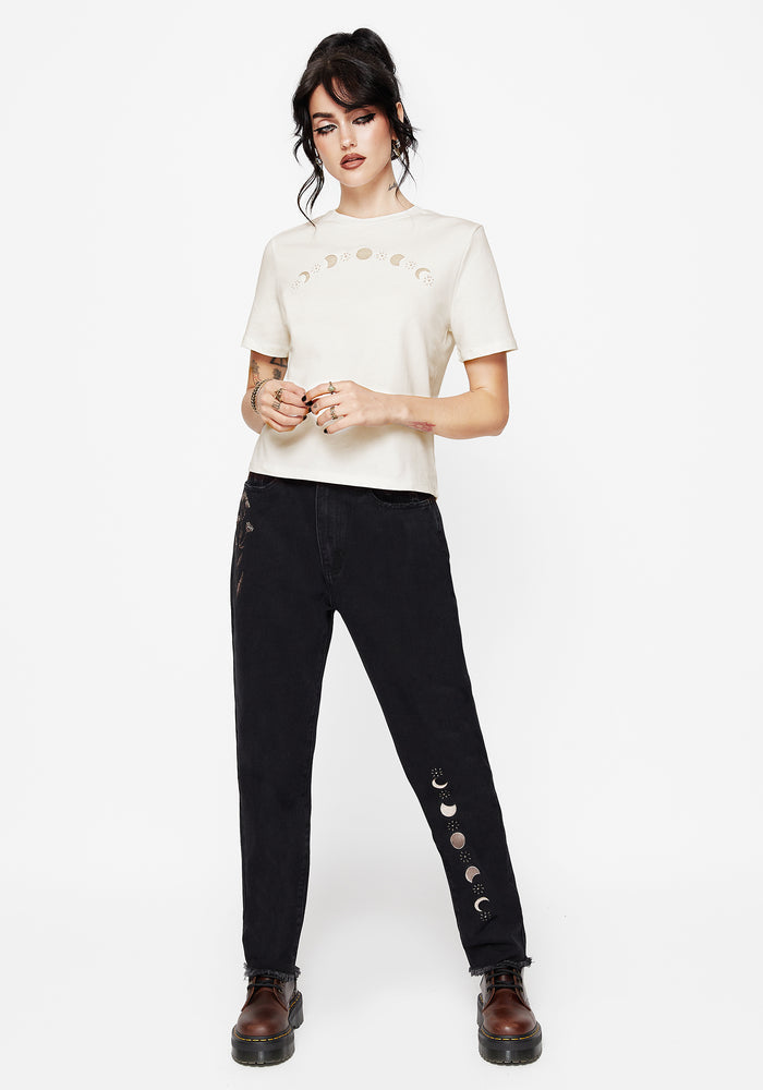 Griffinfly Cotton Embroidered Jersey Cropped T-Shirt