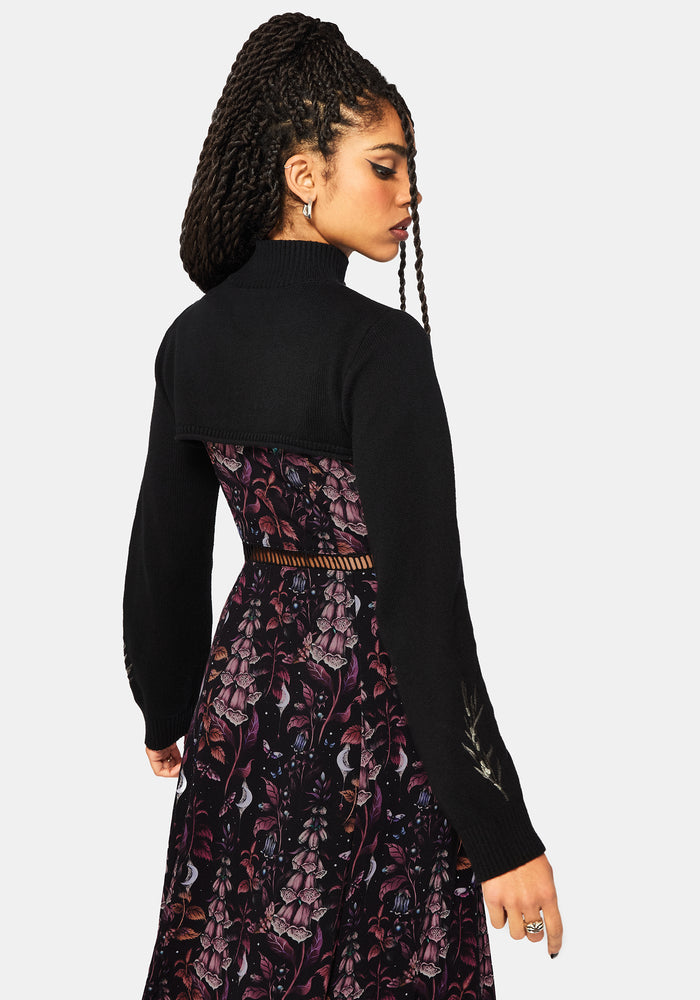 Griffinfly Embroidered Extreme Crop Knit Sweater