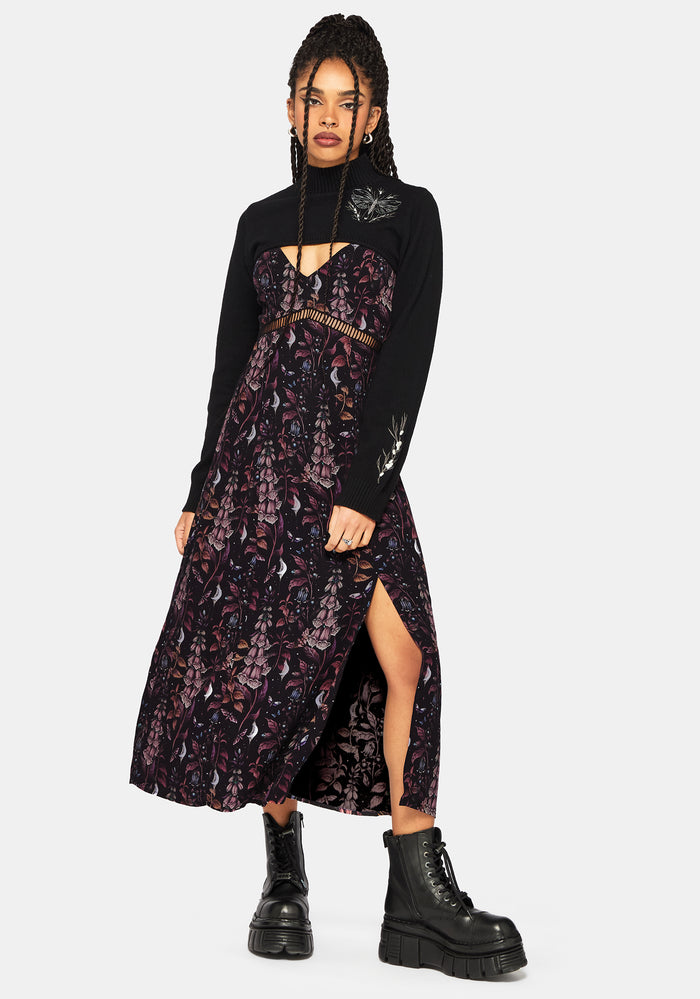Griffinfly Embroidered Extreme Crop Knit Sweater