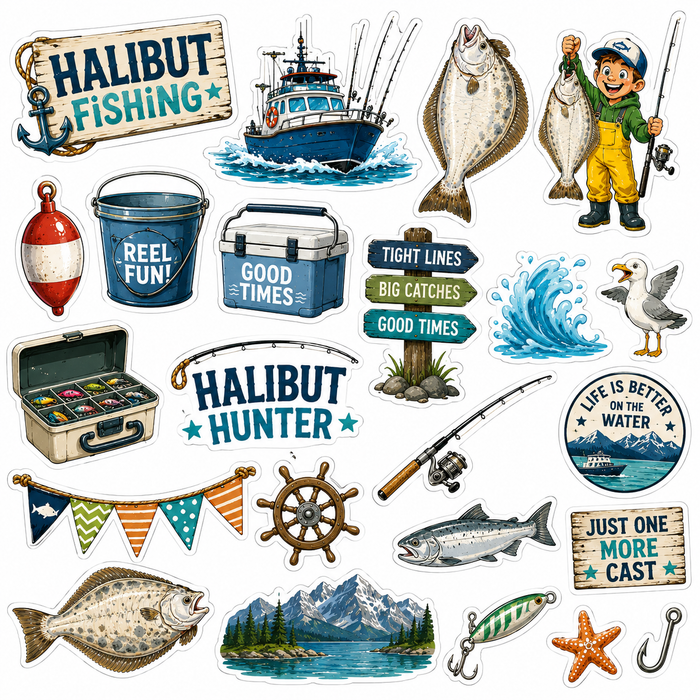 Halibut Fishing Scrapbook Kit