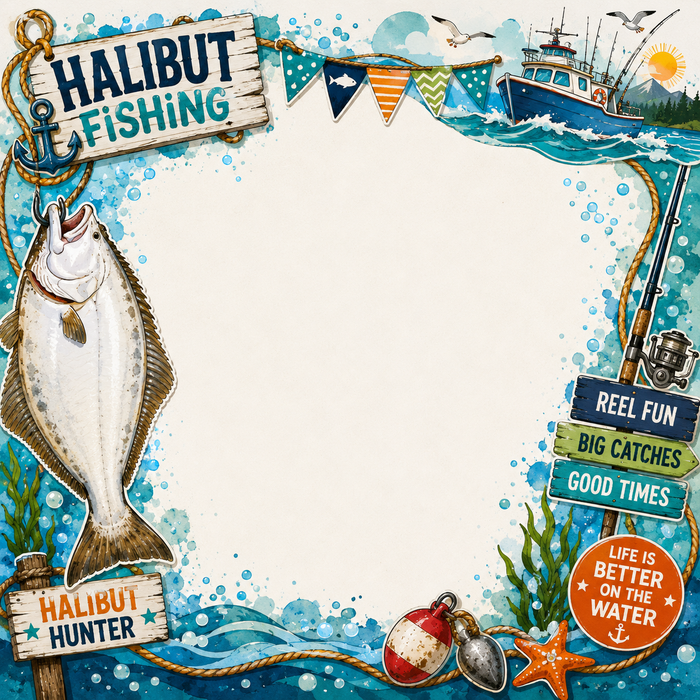 Halibut Fishing Scrapbook Kit