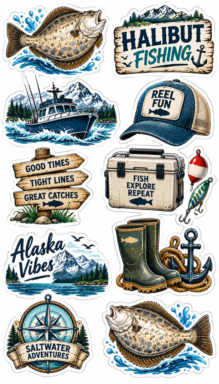 Halibut Fishing Scrapbook Kit