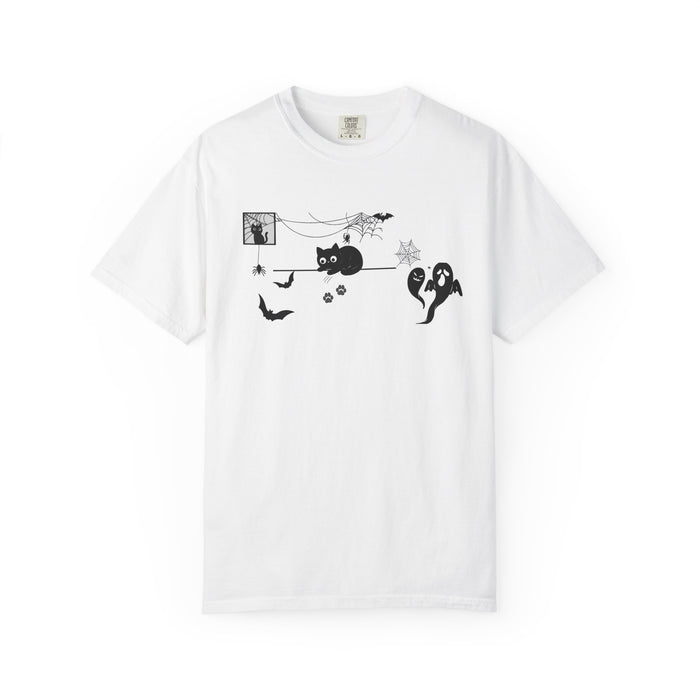 Halloween Cat & Ghost T-Shirt — Spooky Night Graphic Tee