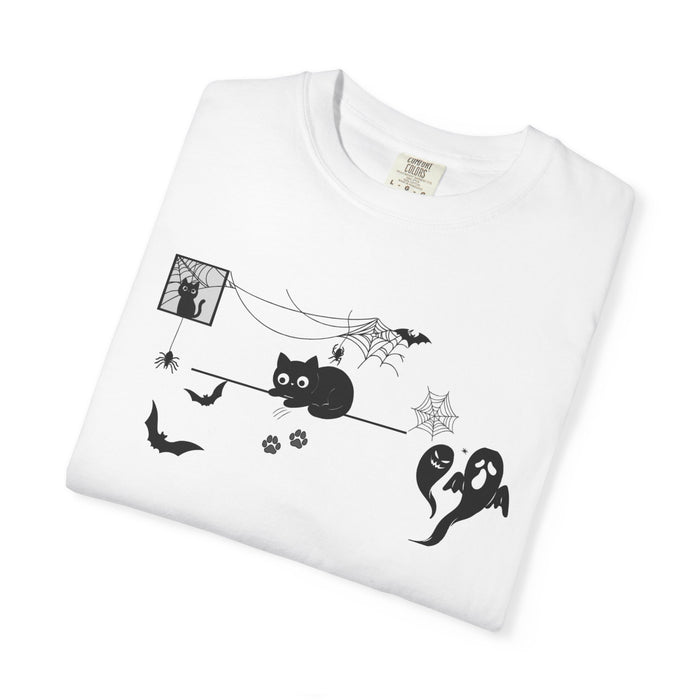 Halloween Cat & Ghost T-Shirt — Spooky Night Graphic Tee