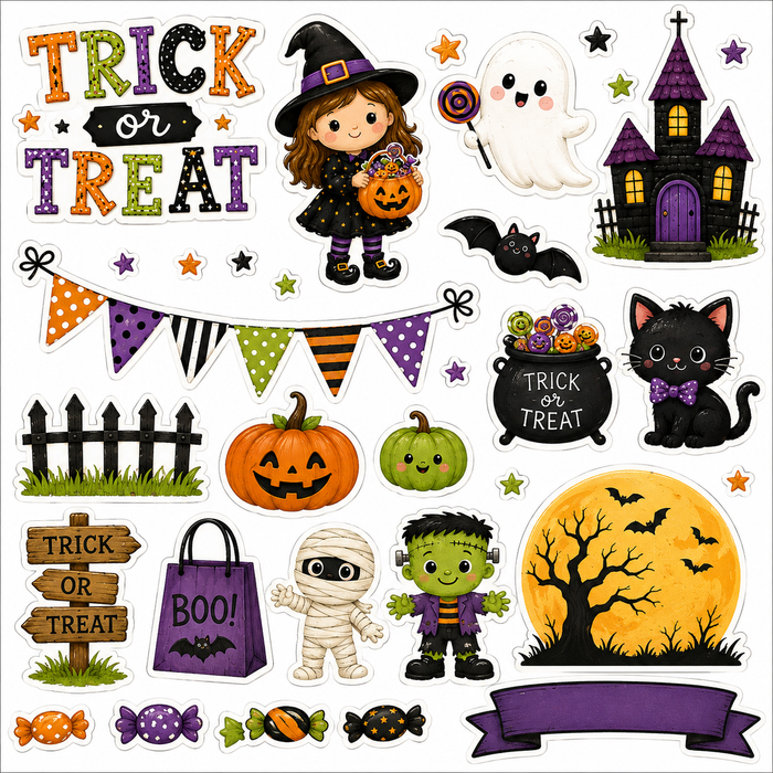 Halloween Cute Witch Scrapbooking Kit