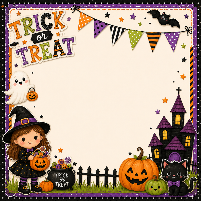 Halloween Cute Witch Scrapbooking Kit