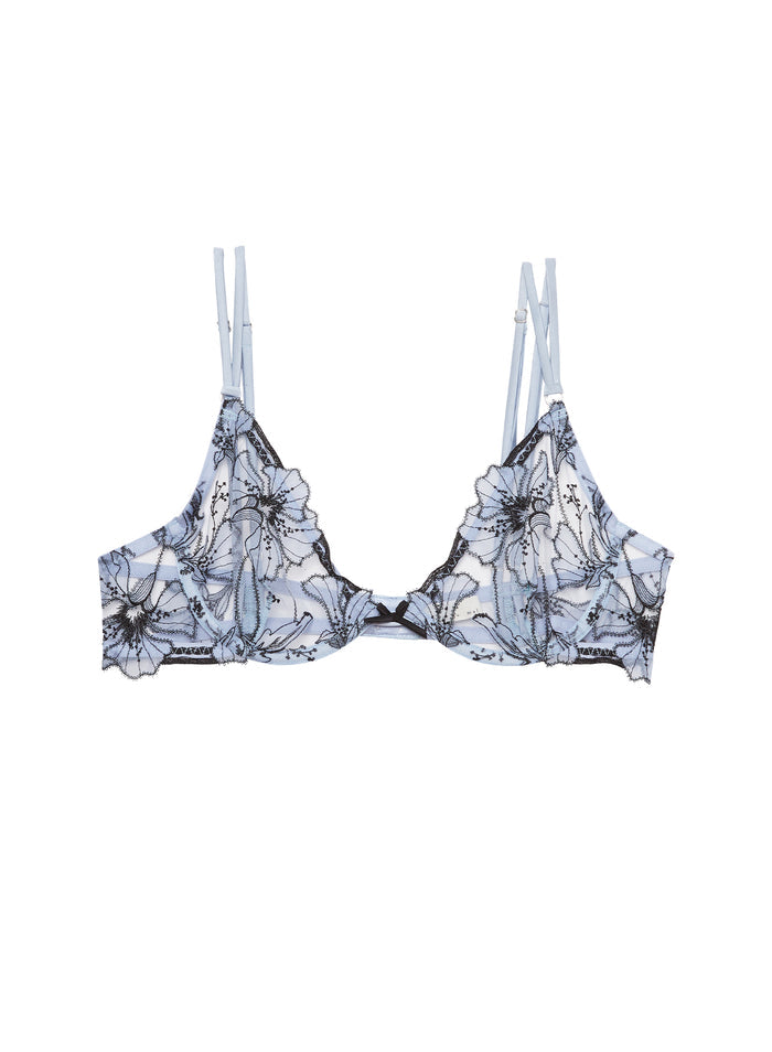 Harper Embroidery Demi Bra-crystal blue-flat