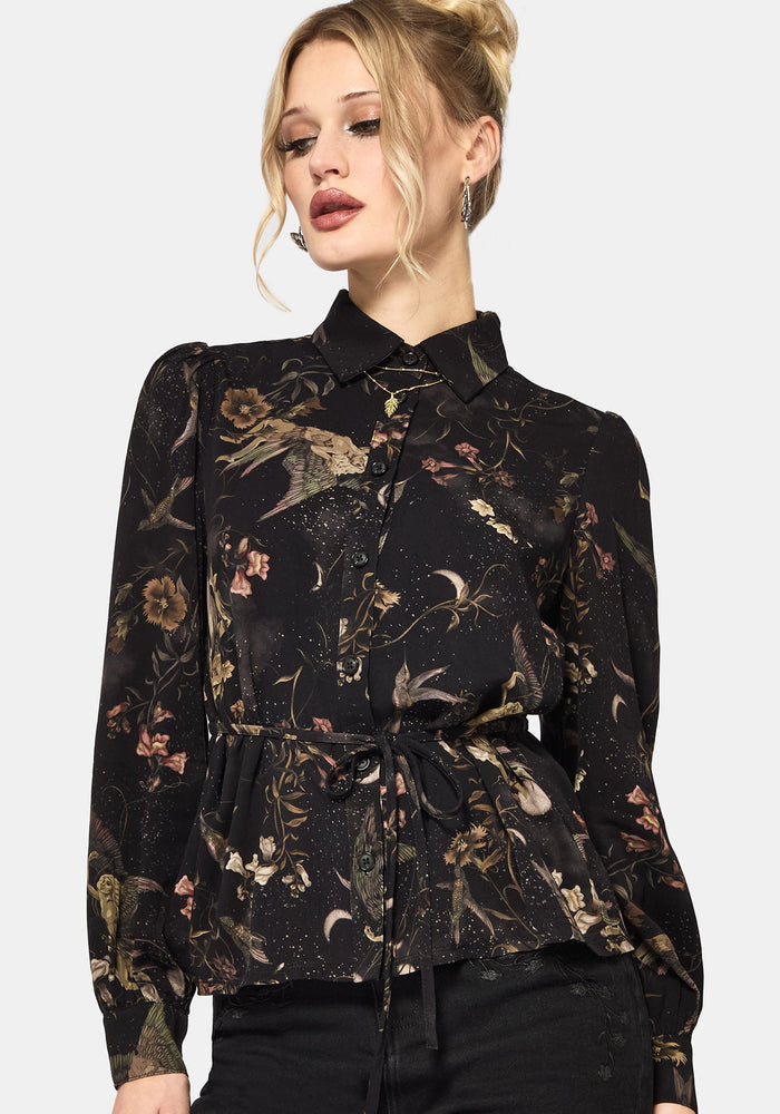 Harpyiai Print Tie Up Shirt