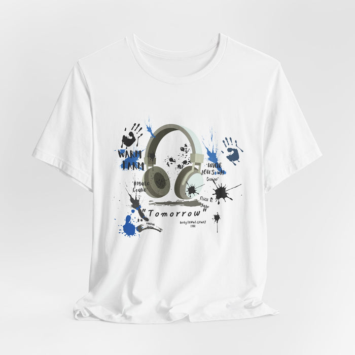 Headphones Graphic Tee - 'Tomorrow' Music Splash Design