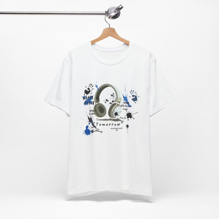 Headphones Graphic Tee - 'Tomorrow' Music Splash Design