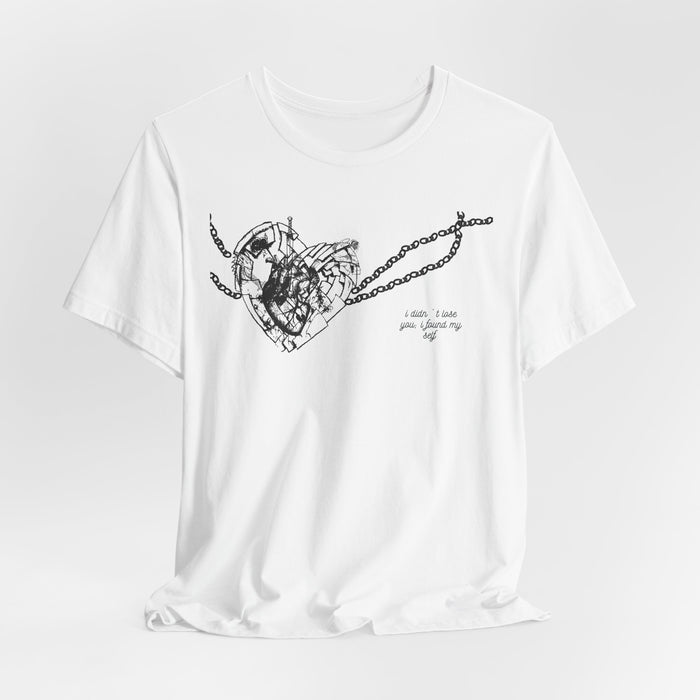 Heart and Chain Sketch Tee — "I miss I miss you loving you"