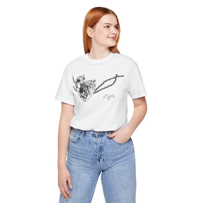 Heart and Chain Sketch Tee — "I miss I miss you loving you"
