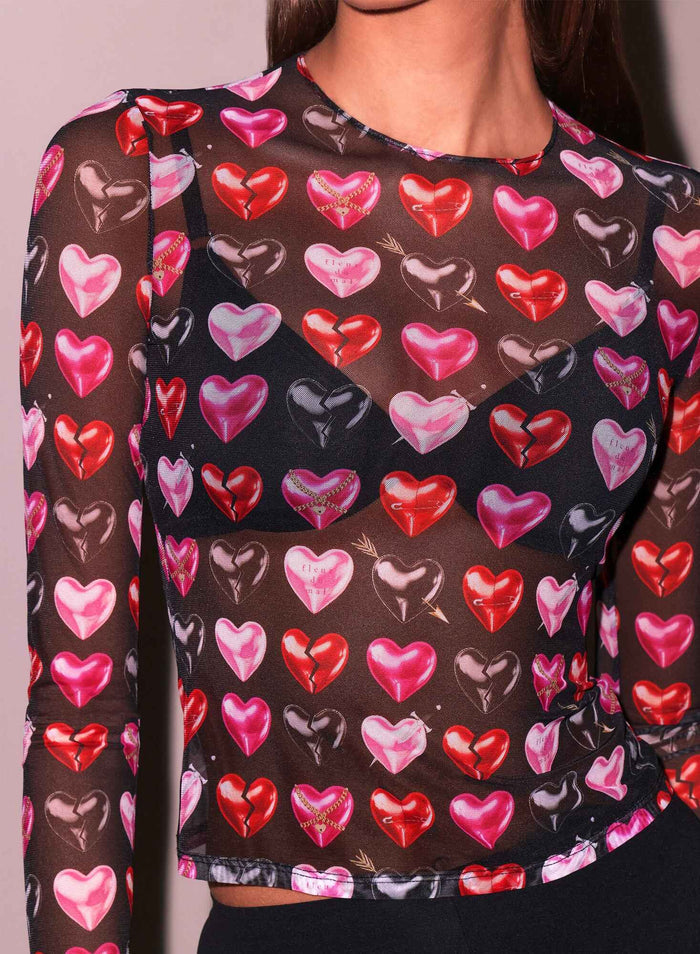 Heartbreaker Long Sleeve Top-heartbreaker print