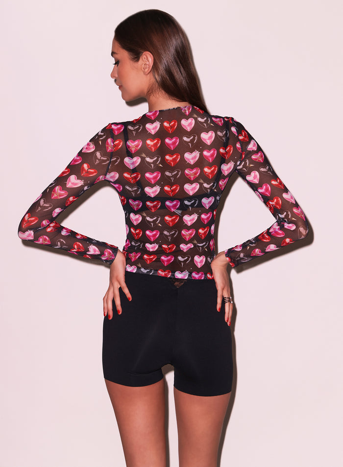 Heartbreaker Long Sleeve Top-heartbreaker print
