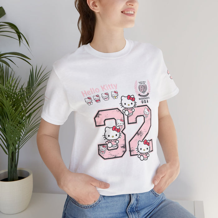 Hello Kitty Number 32 Graphic Tee - Pink Kawaii Retro Sports Shirt