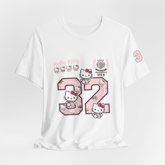 Hello Kitty Number 32 Graphic Tee - Pink Kawaii Retro Sports Shirt