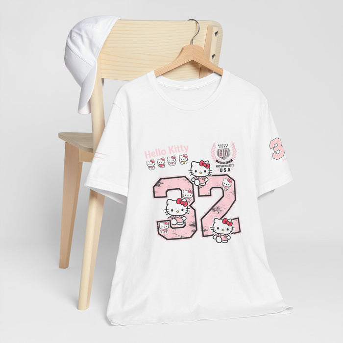 Hello Kitty Number 32 Graphic Tee - Pink Kawaii Retro Sports Shirt