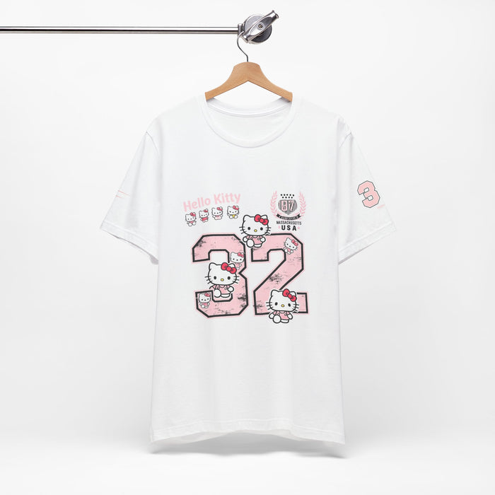 Hello Kitty Number 32 Graphic Tee - Pink Kawaii Retro Sports Shirt