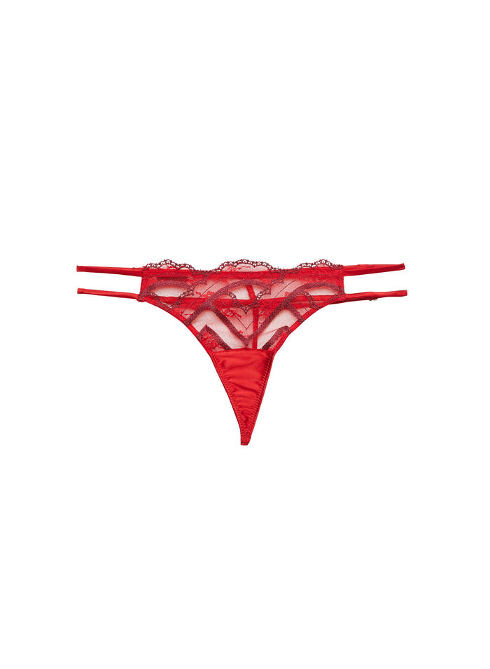 Hendrix Embroidery V-String-rouge-flat