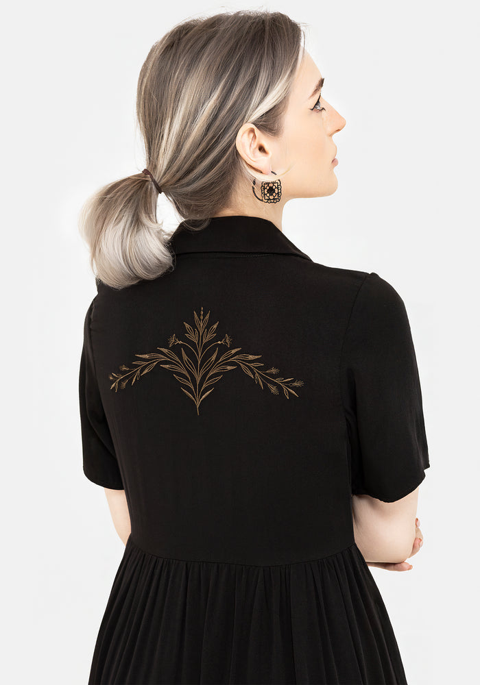 Hester Embroidered Button Up Midi Shirt Dress