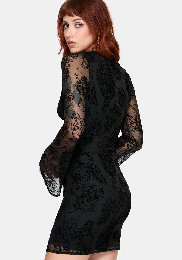 Hexborn Baba Yaga Flocked Ruched Mini Dress