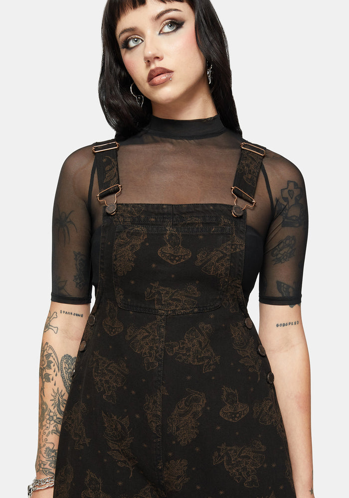 Hexborn Baba Yaga Printed Denim Dungarees
