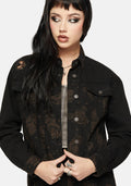 Hexborn Baba Yaga Printed Spliced Denim Jacket