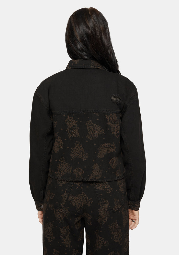Hexborn Baba Yaga Printed Spliced Denim Jacket