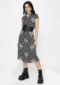 Hexweave Print Fitted Midi Shirt Dress